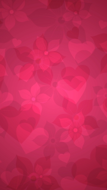 Обои Pink Hearts And Flowers Pattern 360x640