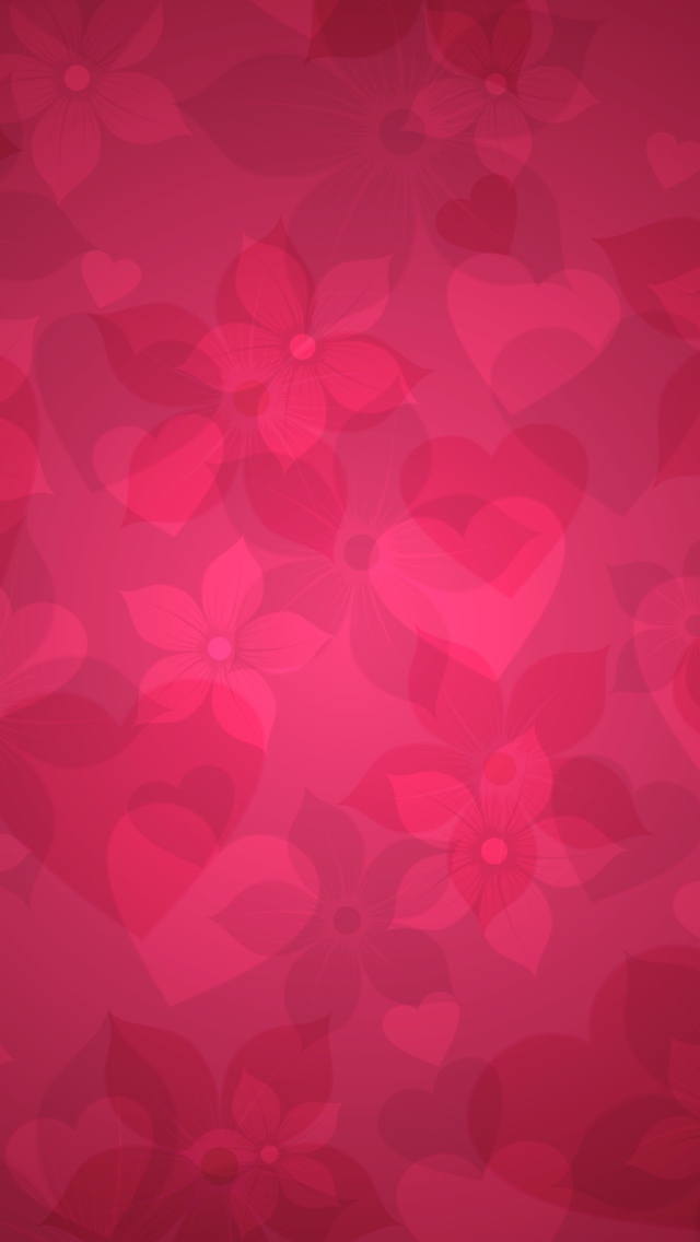 Sfondi Pink Hearts And Flowers Pattern 640x1136