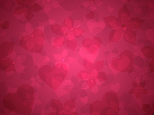 Обои Pink Hearts And Flowers Pattern 640x480