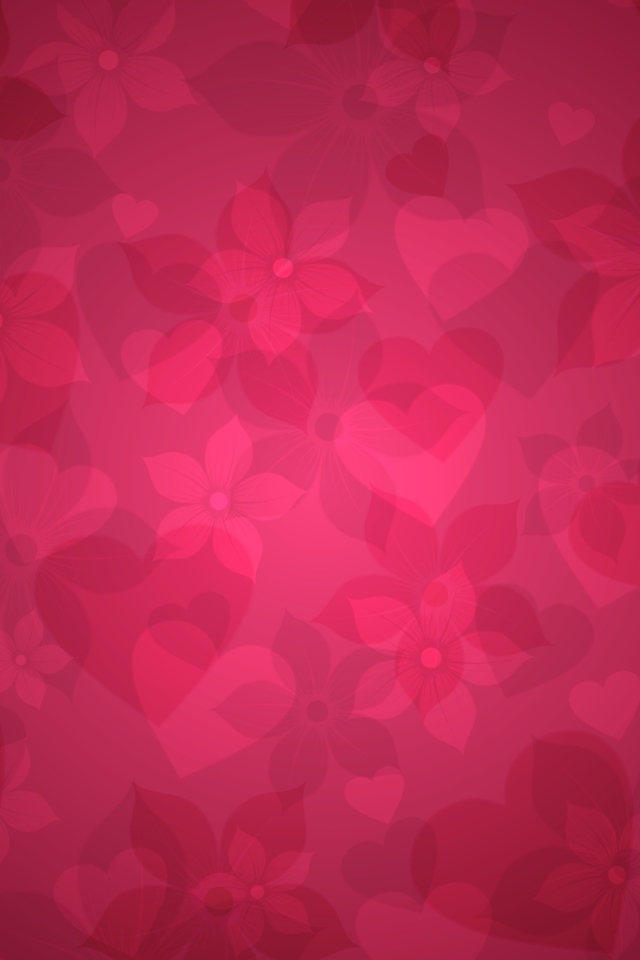 Pink Hearts And Flowers Pattern wallpaper 640x960