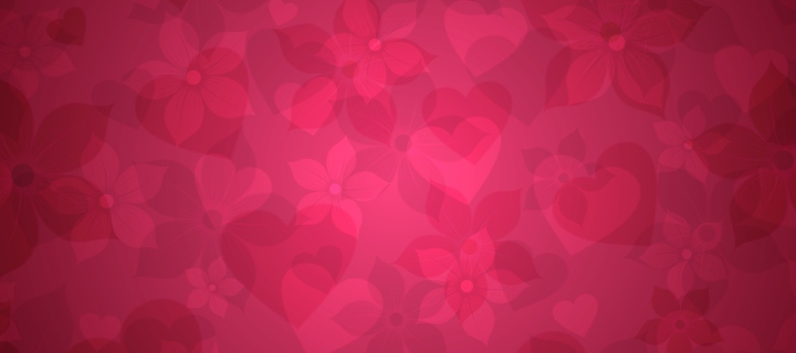 Fondo de pantalla Pink Hearts And Flowers Pattern 720x320