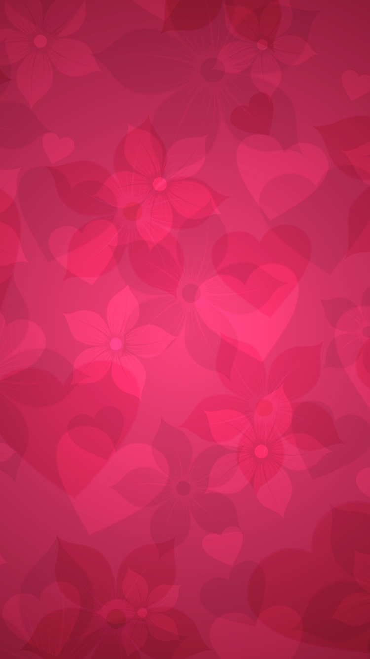 Sfondi Pink Hearts And Flowers Pattern 750x1334
