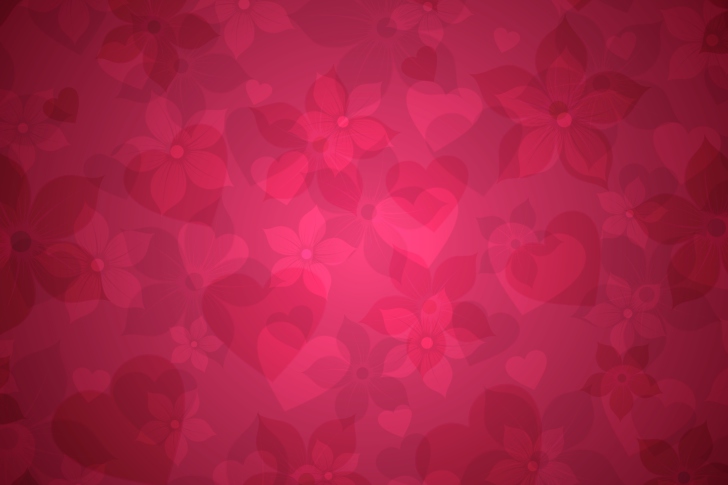 Обои Pink Hearts And Flowers Pattern