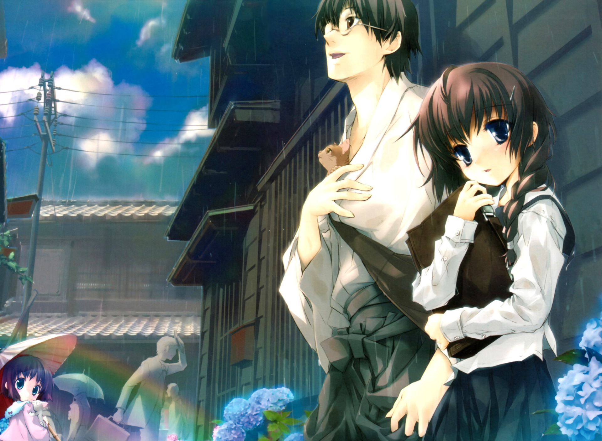 Screenshot №1 pro téma Anime Girl and Guy with kitten 1920x1408
