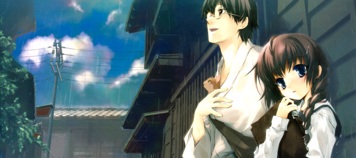 Anime Girl and Guy with kitten screenshot #1 720x320