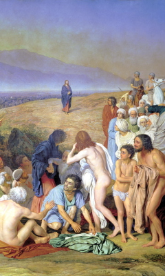 Das Alexander Ivanov Famous Painting - The Appearance Of Christ To The People Wallpaper 240x400