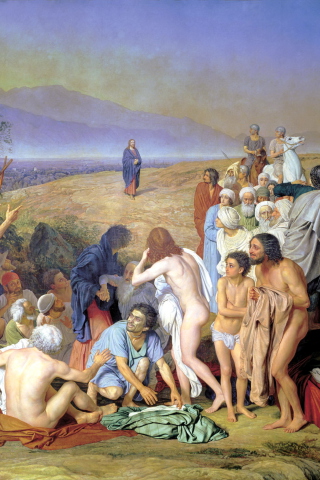 Das Alexander Ivanov Famous Painting - The Appearance Of Christ To The People Wallpaper 320x480