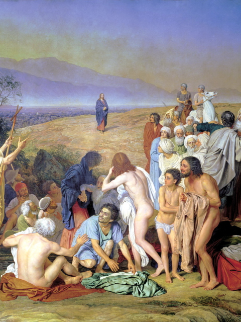 Sfondi Alexander Ivanov Famous Painting - The Appearance Of Christ To The People 480x640