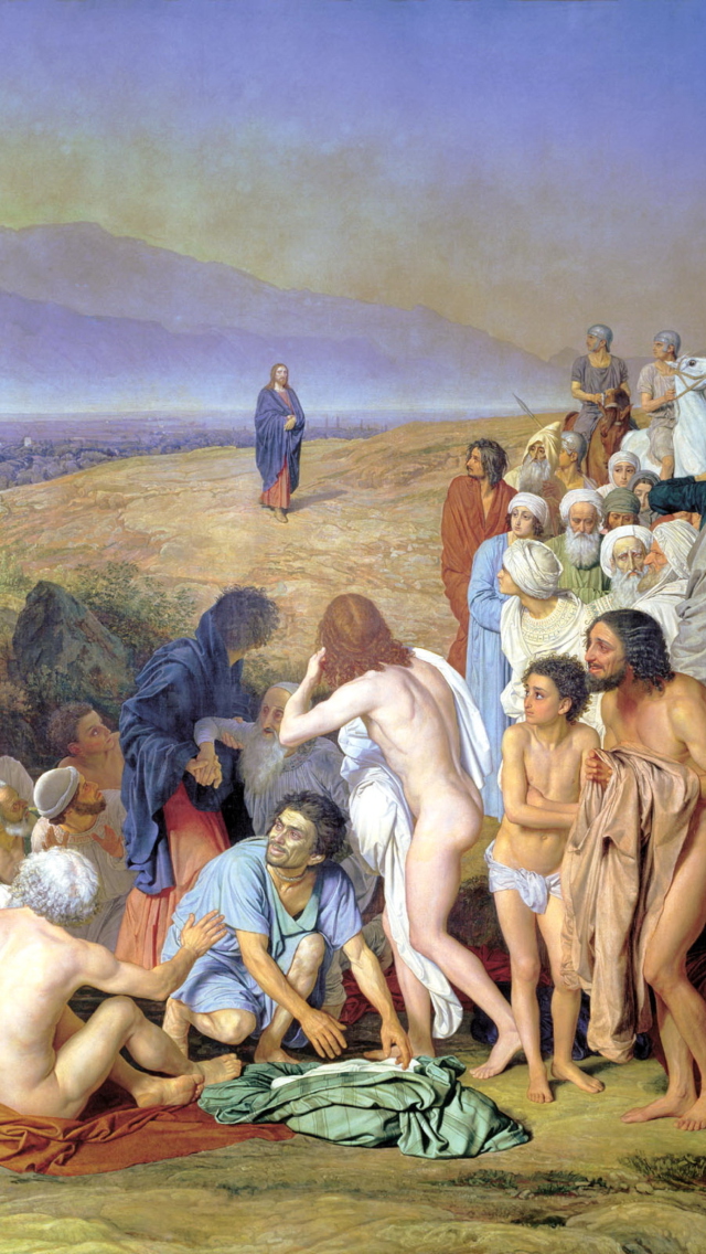 Das Alexander Ivanov Famous Painting - The Appearance Of Christ To The People Wallpaper 640x1136