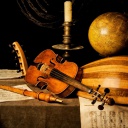 Still life with violin and flute wallpaper 128x128