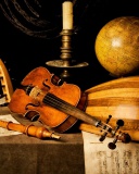 Still life with violin and flute wallpaper 128x160