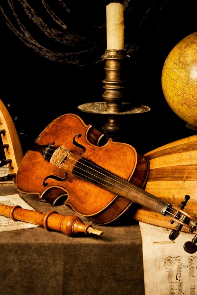 Screenshot №1 pro téma Still life with violin and flute 640x960