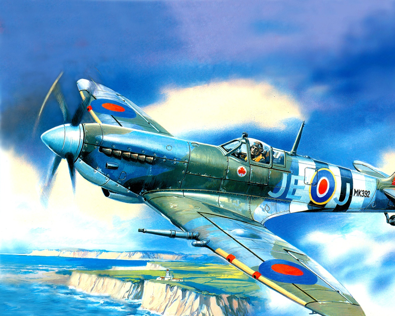Sfondi British Supermarine Spitfire Mk IX 1280x1024