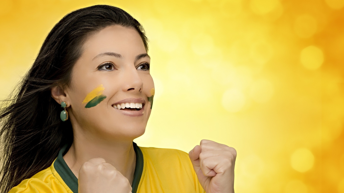 Brazil FIFA Football Cheerleader wallpaper 1366x768