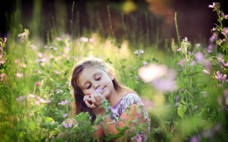 Little Girl Enjoying Nature Wallpaper for Android, iPhone and iPad