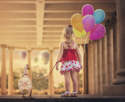 Screenshot №1 pro téma Little Girl With Colorful Balloons 176x144