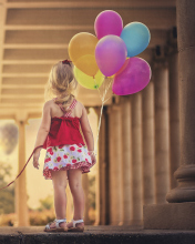 Обои Little Girl With Colorful Balloons 176x220