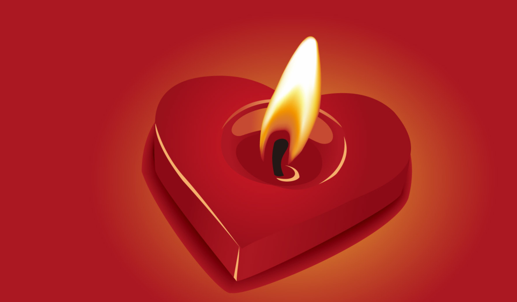 Das Heart Shaped Candle Wallpaper 1024x600