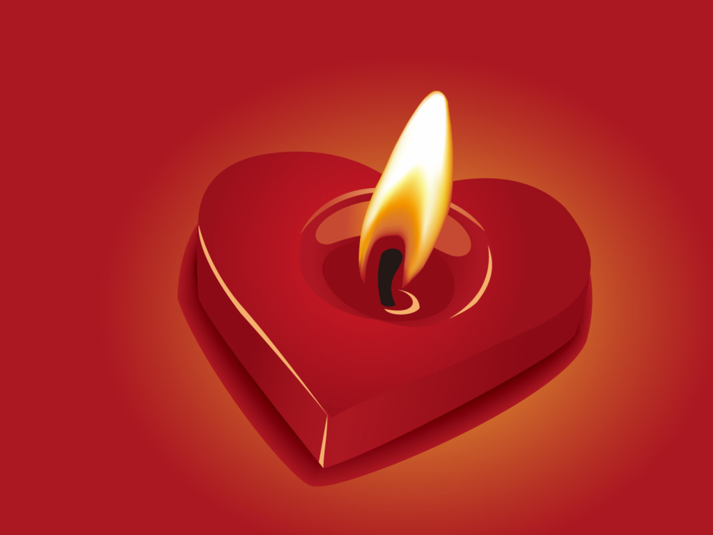 Обои Heart Shaped Candle 1024x768