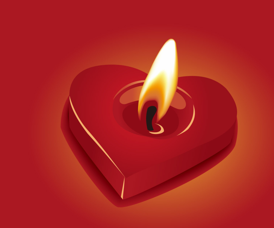 Обои Heart Shaped Candle 960x800