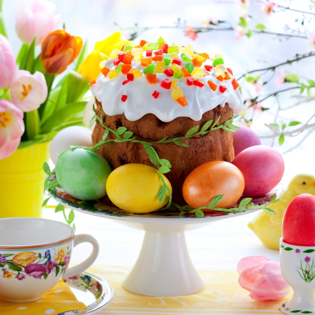 Fondo de pantalla Easter Cake And Eggs 1024x1024