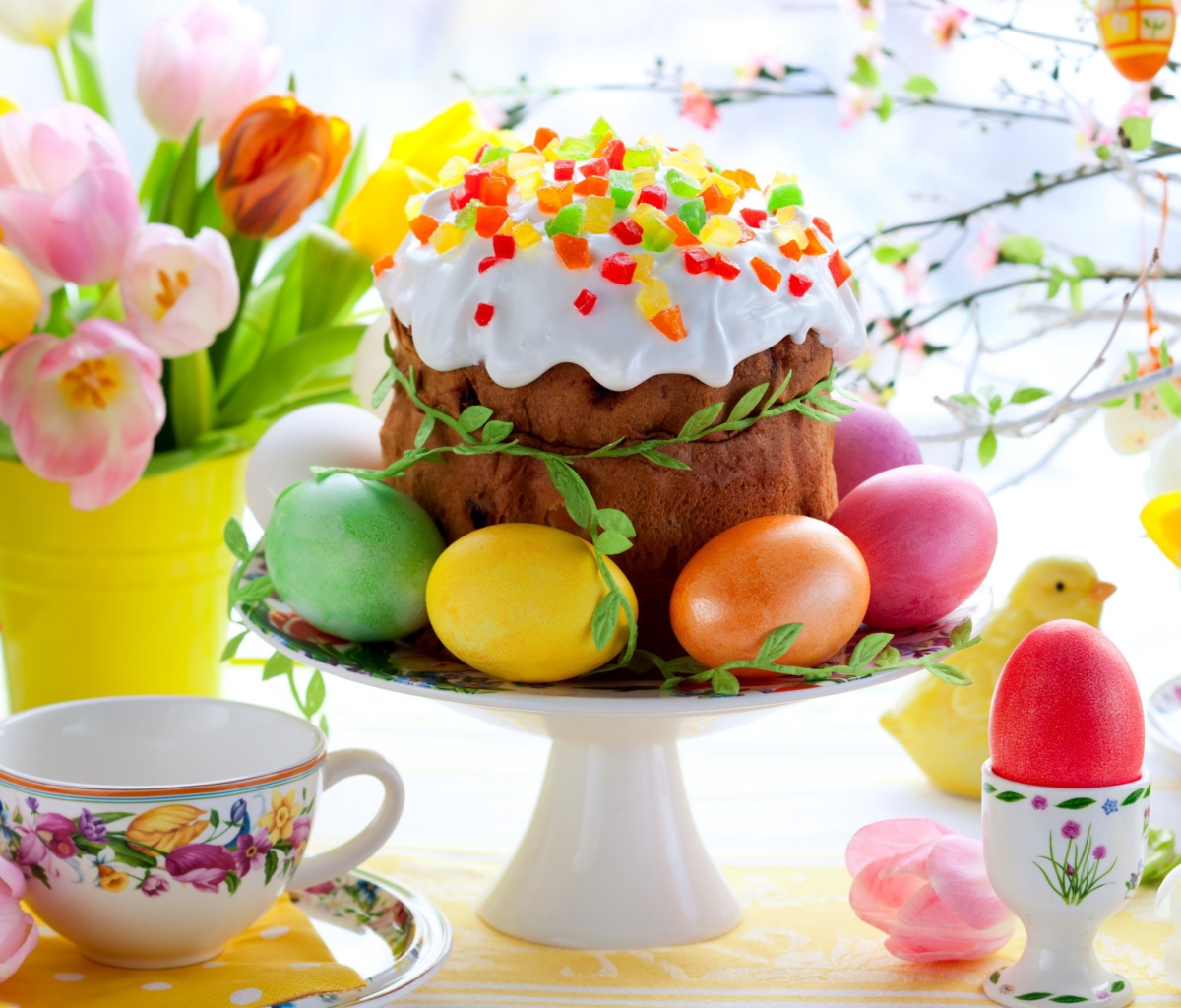Das Easter Cake And Eggs Wallpaper 1200x1024