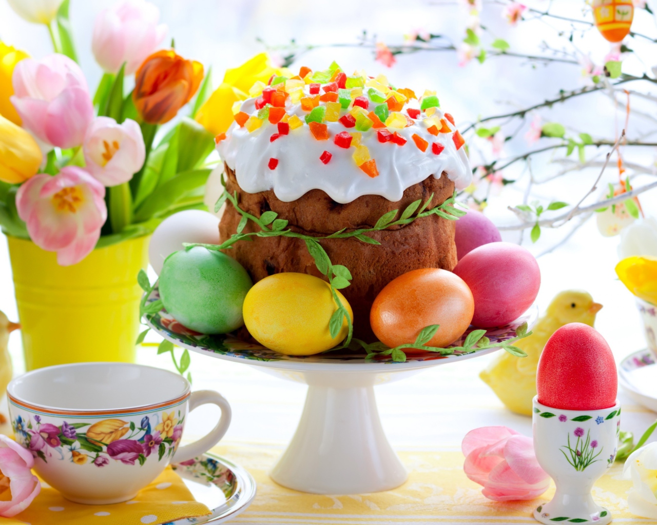 Screenshot №1 pro téma Easter Cake And Eggs 1280x1024