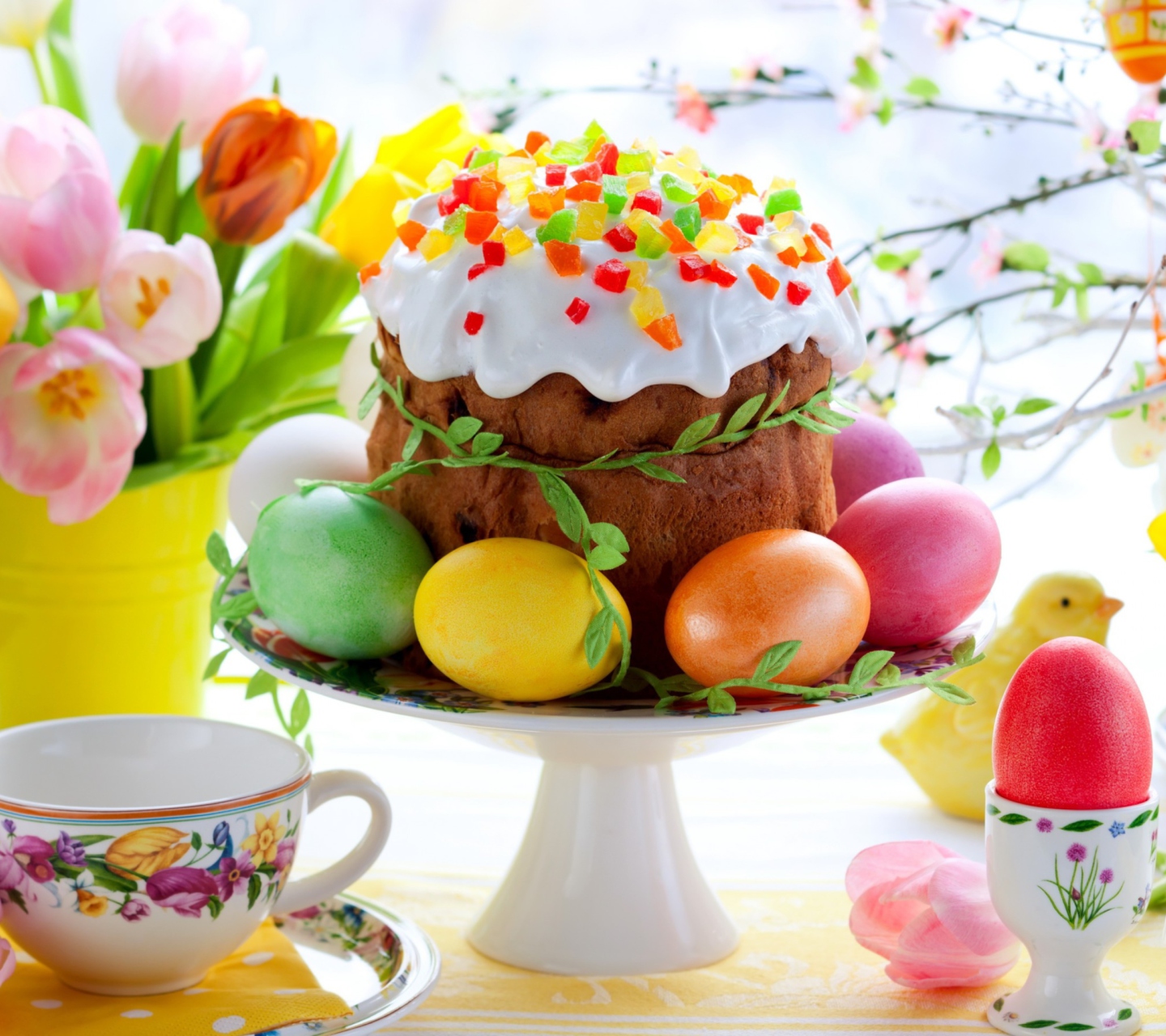 Обои Easter Cake And Eggs 1440x1280