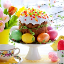 Das Easter Cake And Eggs Wallpaper 208x208