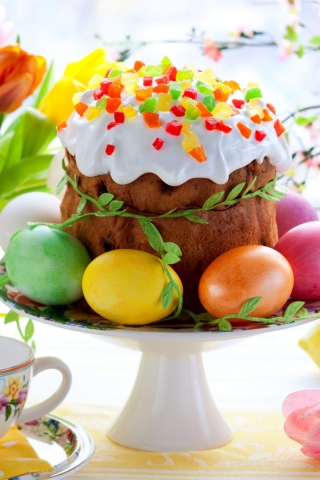 Fondo de pantalla Easter Cake And Eggs 320x480