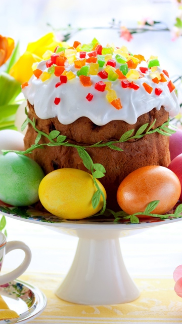 Обои Easter Cake And Eggs 360x640