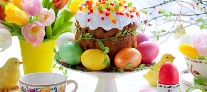 Easter Cake And Eggs wallpaper 720x320