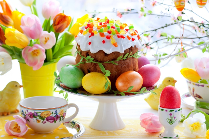 Fondo de pantalla Easter Cake And Eggs