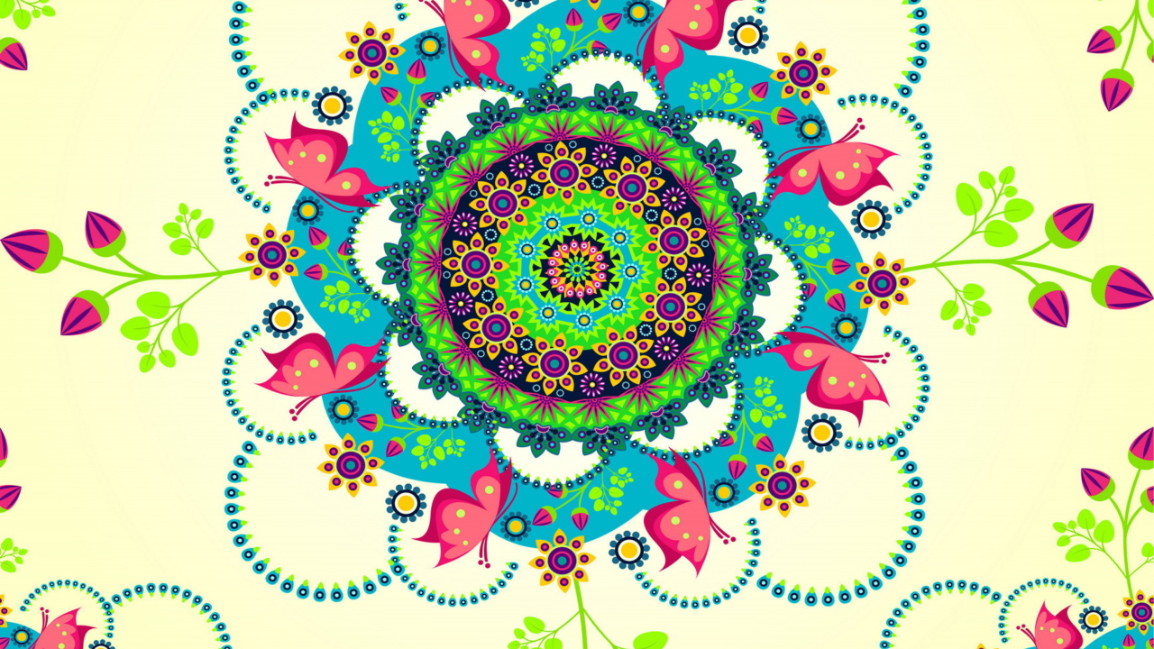 Mandala Flowers wallpaper 1280x720