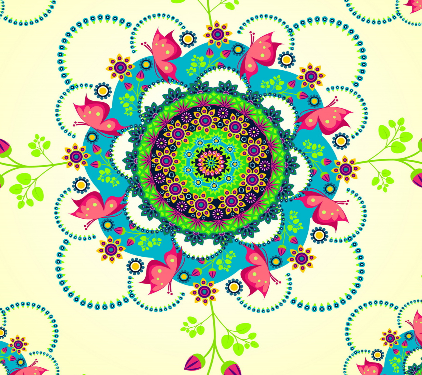 Mandala Flowers wallpaper 1440x1280