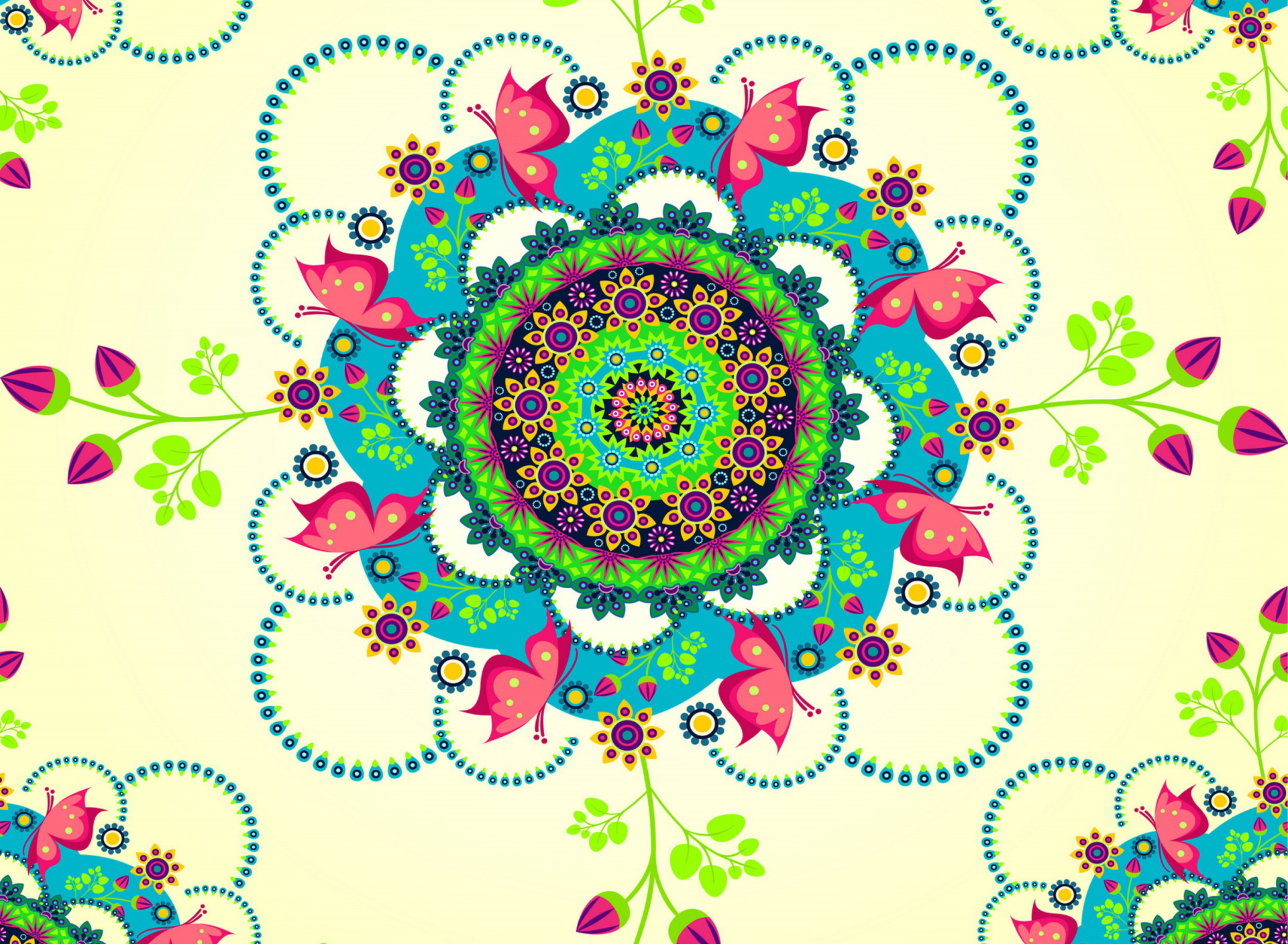 Das Mandala Flowers Wallpaper 1920x1408