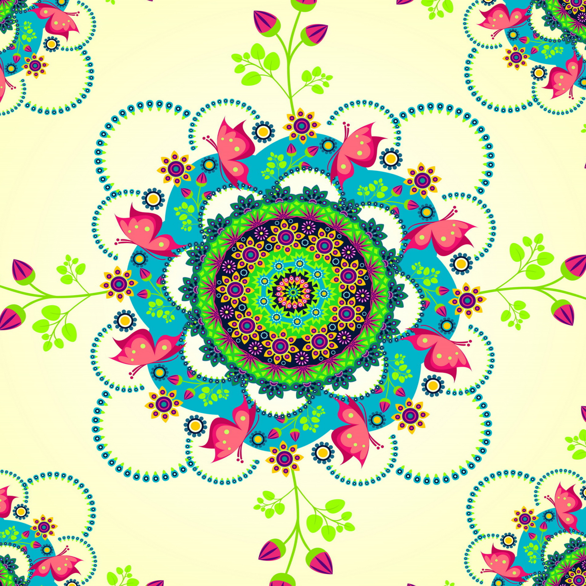 Das Mandala Flowers Wallpaper 2048x2048