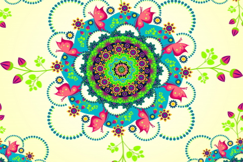 Обои Mandala Flowers 480x320