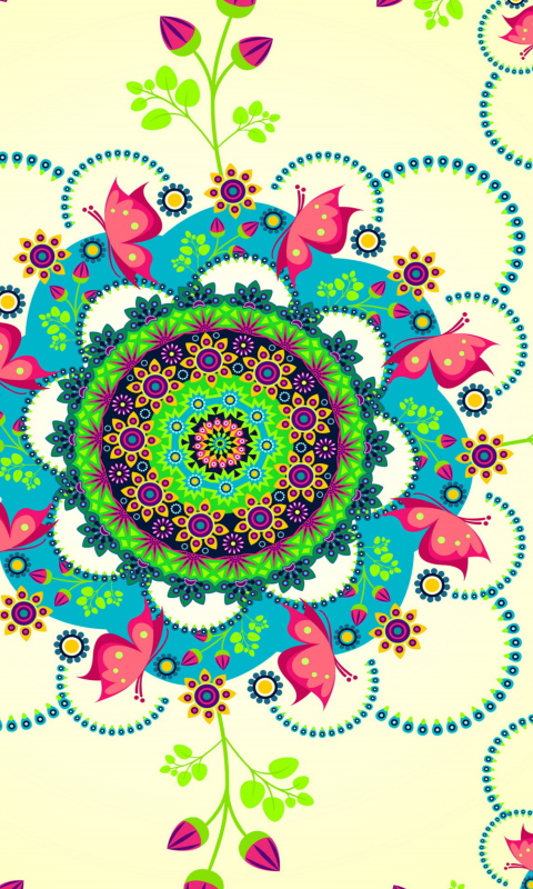 Das Mandala Flowers Wallpaper 480x800