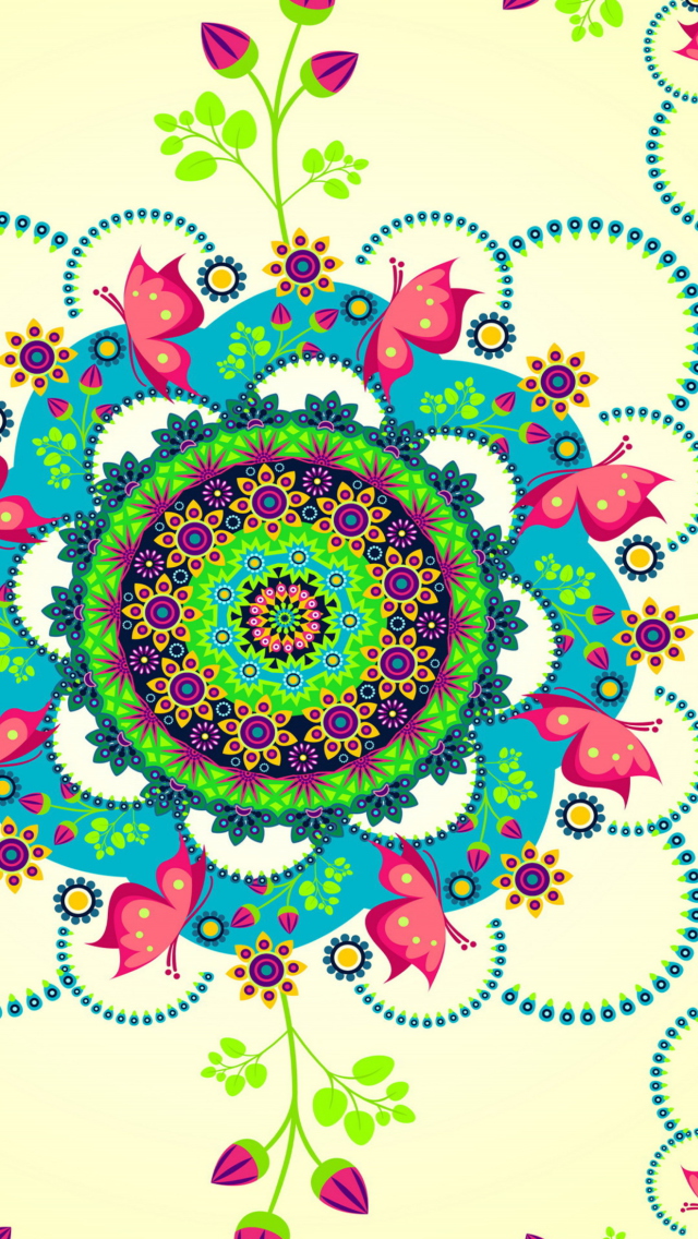 Das Mandala Flowers Wallpaper 640x1136