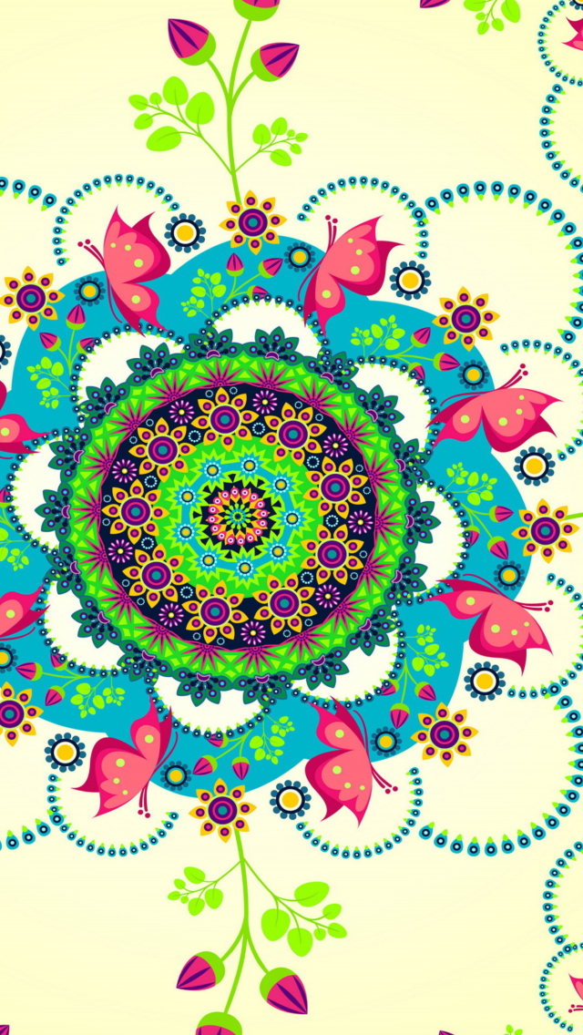 Обои Mandala Flowers 640x1136