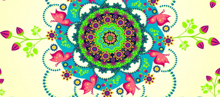 Das Mandala Flowers Wallpaper 720x320