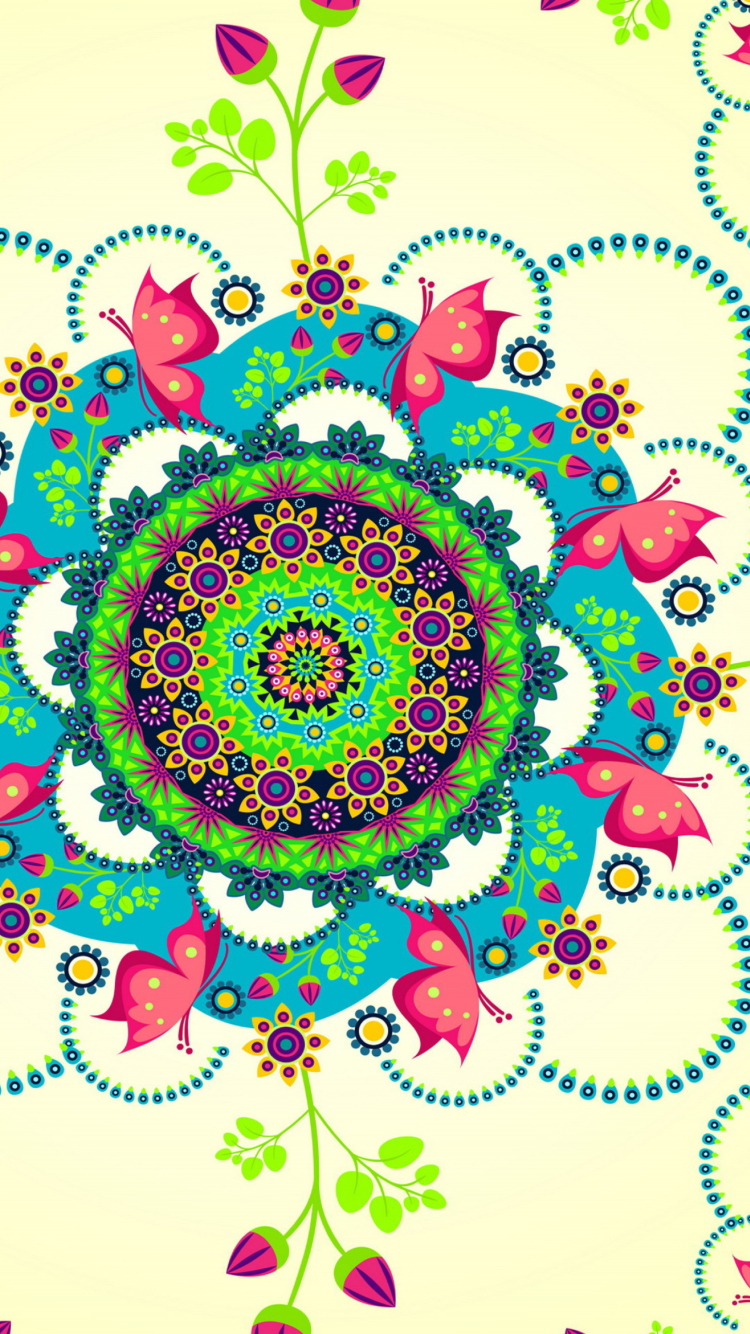 Mandala Flowers wallpaper 750x1334