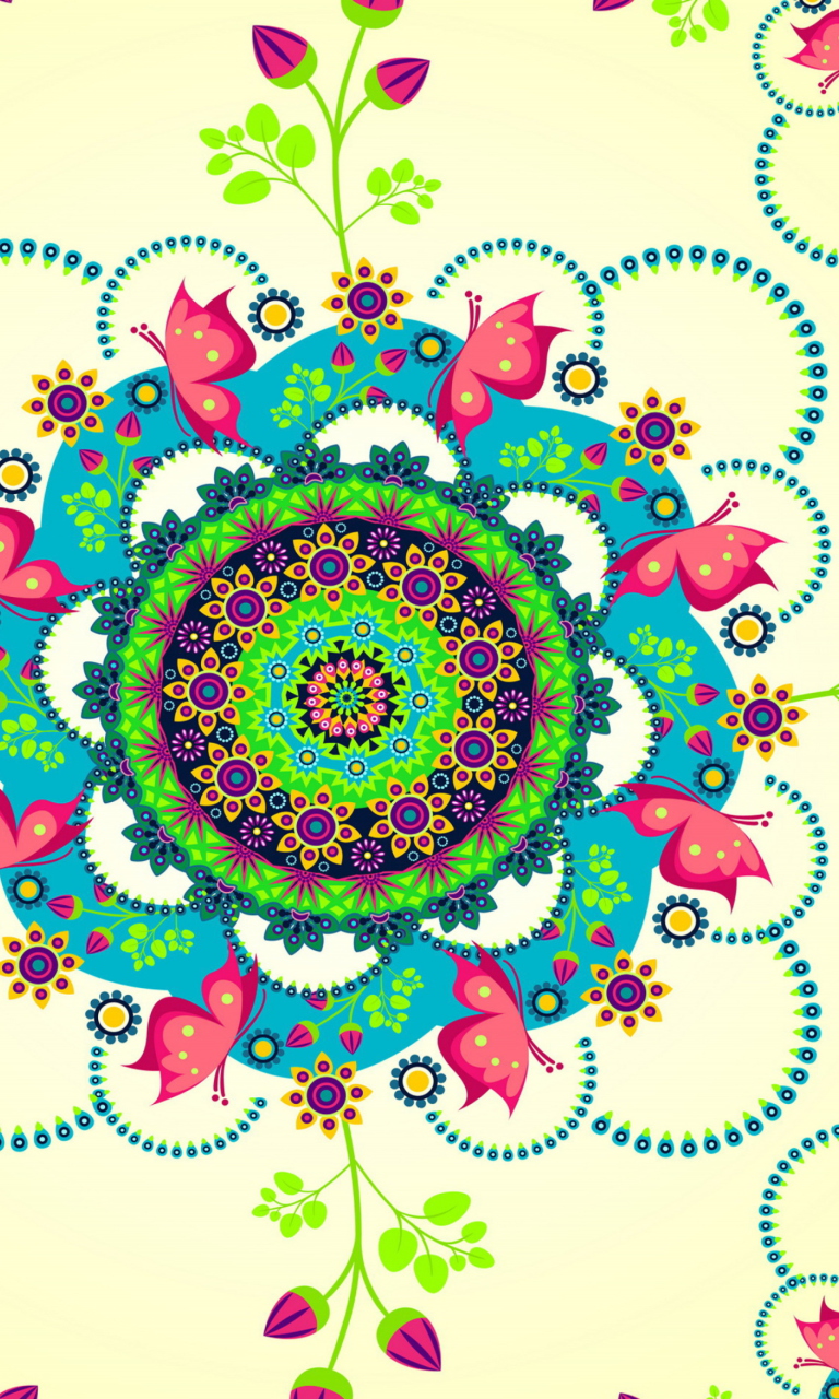 Das Mandala Flowers Wallpaper 768x1280