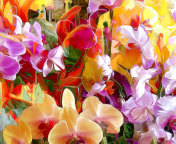 Fondo de pantalla Beautiful flower drawn by oil color on canvas 176x144