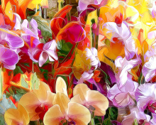 Sfondi Beautiful flower drawn by oil color on canvas 220x176