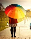 Fondo de pantalla Girl With Rainbow Umbrella 128x160