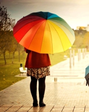 Fondo de pantalla Girl With Rainbow Umbrella 176x220