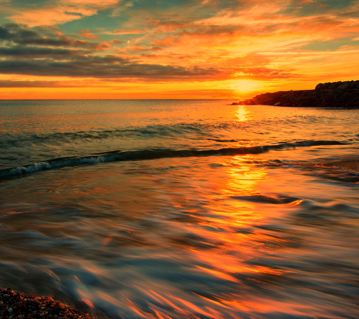 Обои Italy Sunset on Tyrrhenian Sea 1440x1280