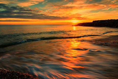 Das Italy Sunset on Tyrrhenian Sea Wallpaper 480x320